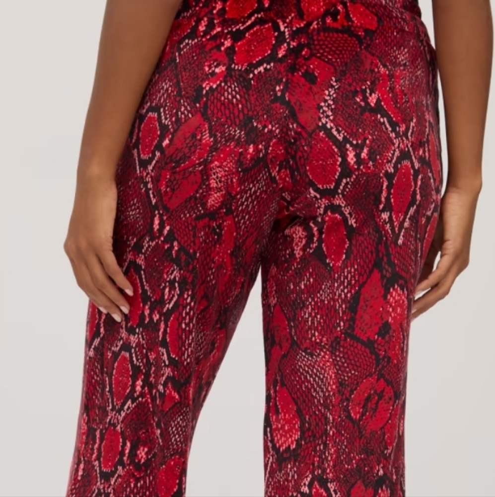 SNAKE-PRINT VELOUR STRAIGHT-LEG PANT